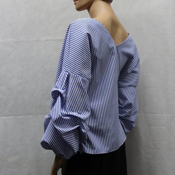 Forever 21 Blue & White Stripe Wrap Blouse NWOT - Picture 5 of 10